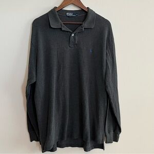 POLO Ralph Lauren Mens Size XL Dark Gray Long Sleeve Pullover Polo Shirt Pony